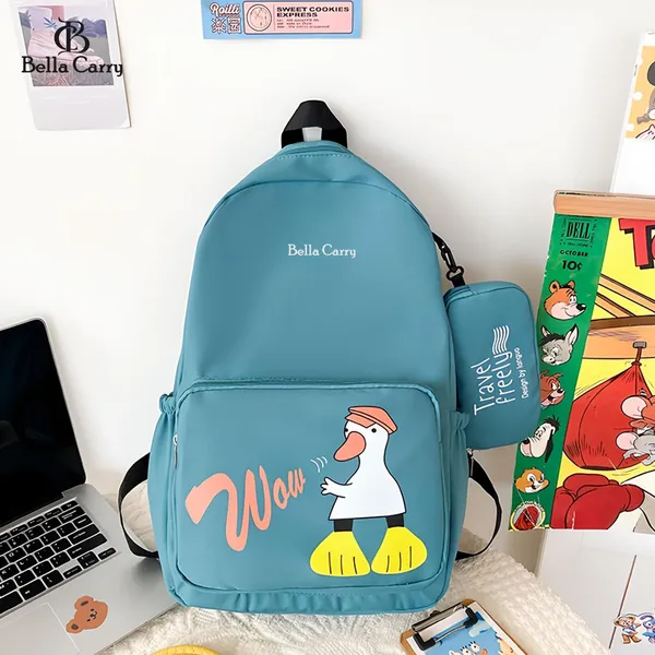 Green_Polyurethane_Zipper_School_Backpack_For_Girls