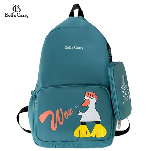 Green_Polyurethane_Zipper_School_Backpack_For_Girls