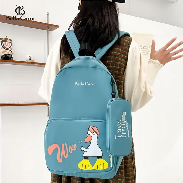 Green_Polyurethane_Zipper_School_Backpack_For_Girls