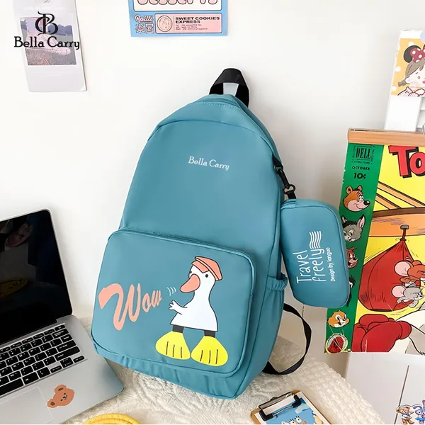 Green_Polyurethane_Zipper_School_Backpack_For_Girls