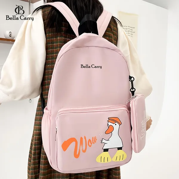 Pink_Polyurethane_Zipper_School_Backpack_For_Girls