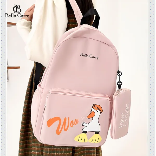 Pink_Polyurethane_Zipper_School_Backpack_For_Girls