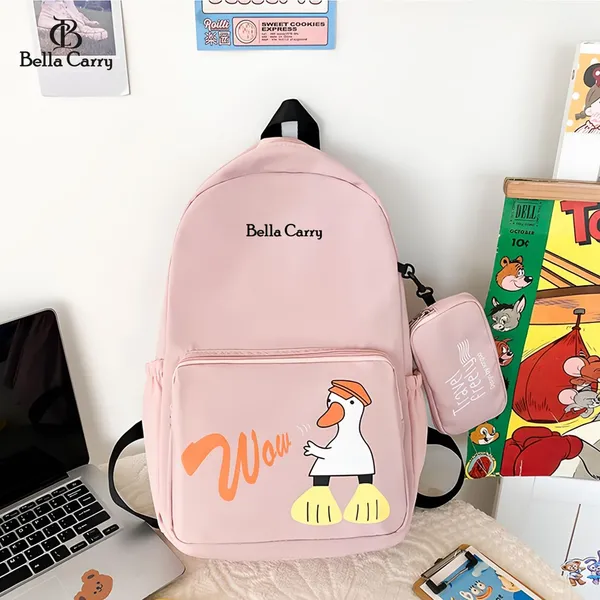 Pink_Polyurethane_Zipper_School_Backpack_For_Girls