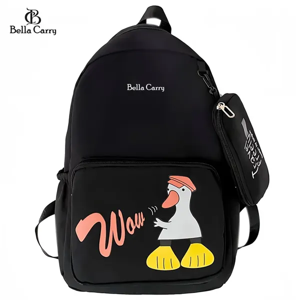 Black_Polyurethane_Zipper_School_Backpack_For_Girls