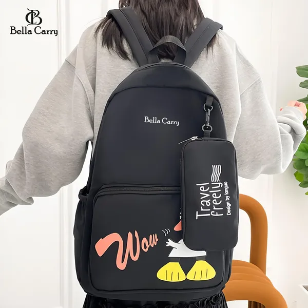 Black_Polyurethane_Zipper_School_Backpack_For_Girls