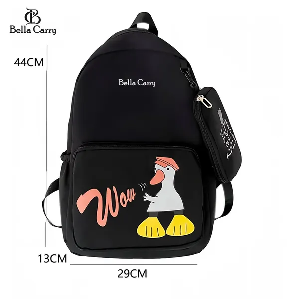 Black_Polyurethane_Zipper_School_Backpack_For_Girls