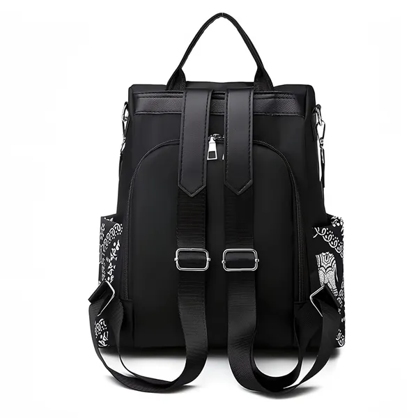 Black_Polyurethane_Zipper_Backpack_For_Girls