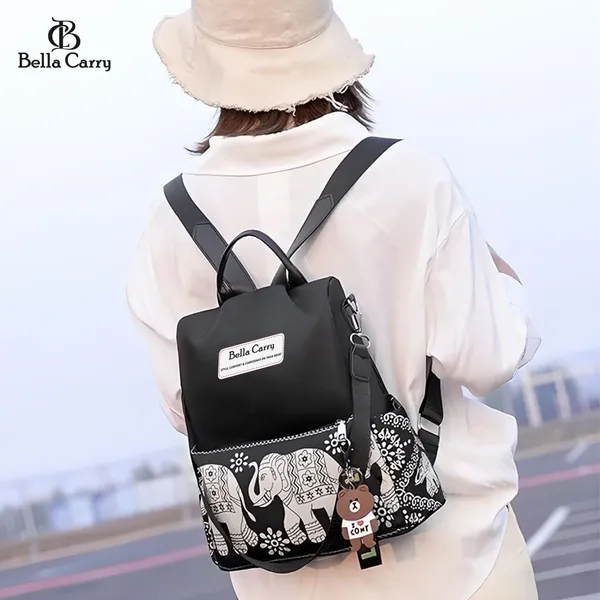 Black_Polyurethane_Zipper_Backpack_For_Girls