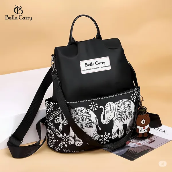 Black_Polyurethane_Zipper_Backpack_For_Girls