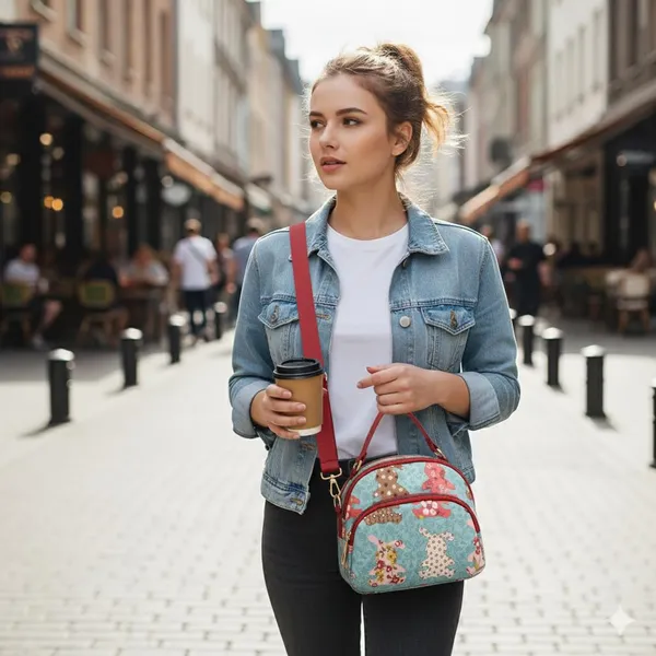 Blue_Polyurethane_Zipper_Hand-Carry_Bag_For_Girls