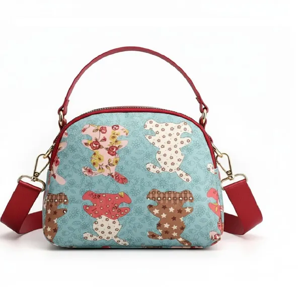 Blue_Polyurethane_Zipper_Hand-Carry_Bag_For_Girls