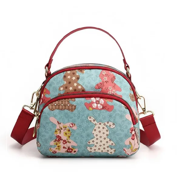 Blue_Polyurethane_Zipper_Hand-Carry_Bag_For_Girls