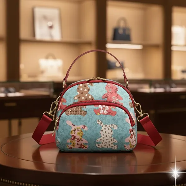 Blue_Polyurethane_Zipper_Hand-Carry_Bag_For_Girls