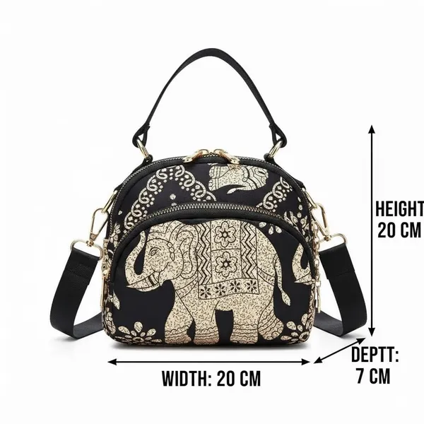 Black_And_Cream_Polyurethane_Zipper_Crossbody_Shoulder_Hand-Carry_Bag_For_Girls