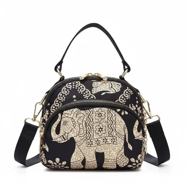 Black_And_Cream_Polyurethane_Zipper_Crossbody_Shoulder_Hand-Carry_Bag_For_Girls