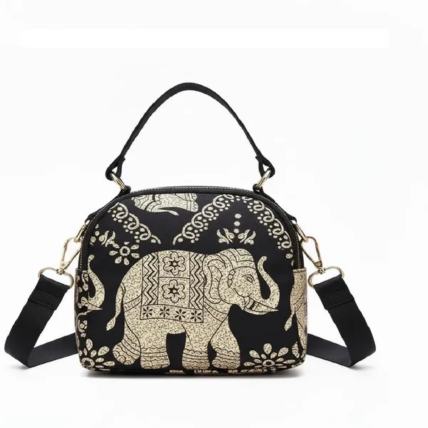 Black_And_Cream_Polyurethane_Zipper_Crossbody_Shoulder_Hand-Carry_Bag_For_Girls