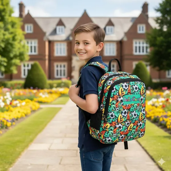 Graffiti_Green_Polyurethane_Zipper_Backpack_For_Baby_Girls