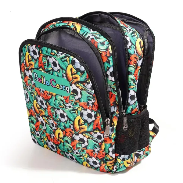 Graffiti_Green_Polyurethane_Zipper_Backpack_For_Baby_Girls