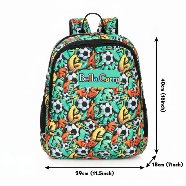 Graffiti_Green_Polyurethane_Zipper_Backpack_For_Baby_Girls