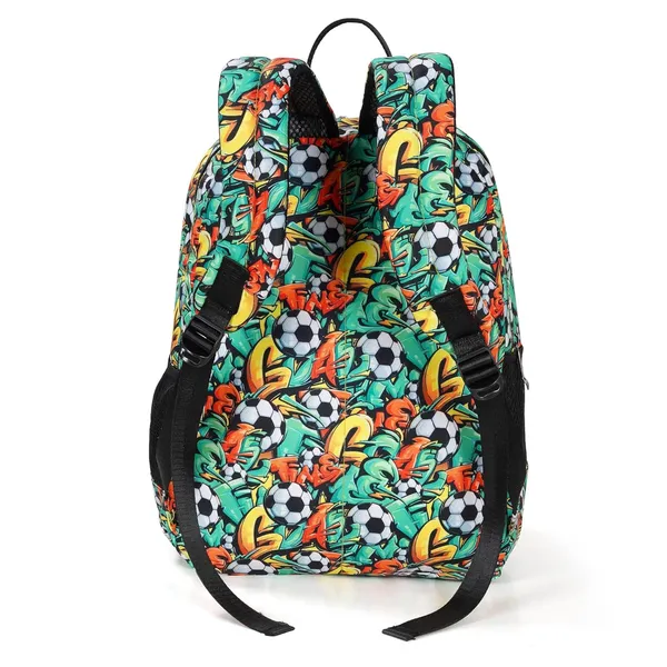 Graffiti_Green_Polyurethane_Zipper_Backpack_For_Baby_Girls