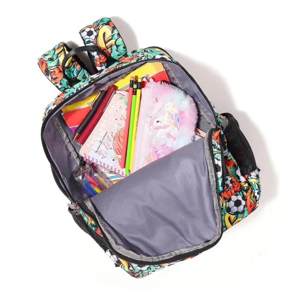 Graffiti_Green_Polyurethane_Zipper_Backpack_For_Baby_Girls