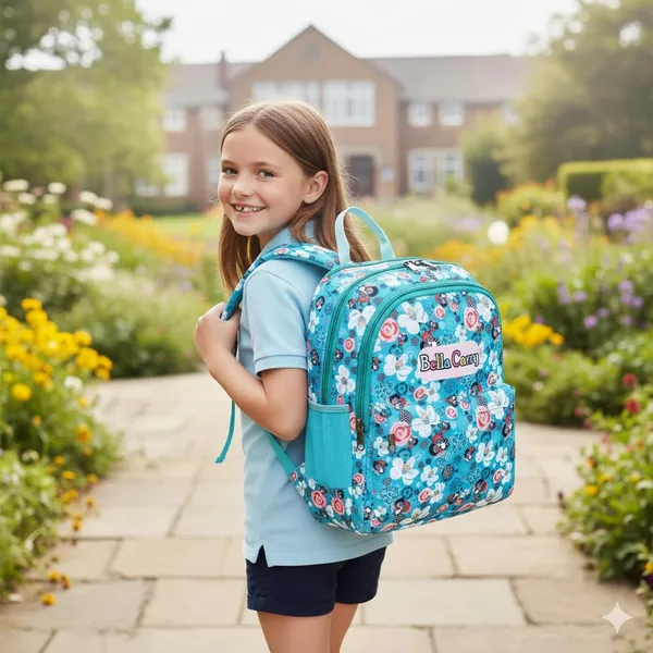 Blue_Polyurethane_Zipper_Backpack_For_Baby_Girls