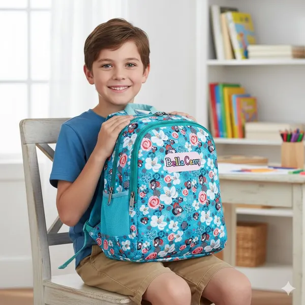 Blue_Polyurethane_Zipper_Backpack_For_Baby_Girls