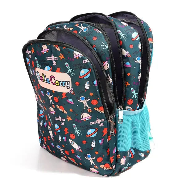 Dark_Green_Polyurethane_Zipper_Backpack_For_Baby_Girls