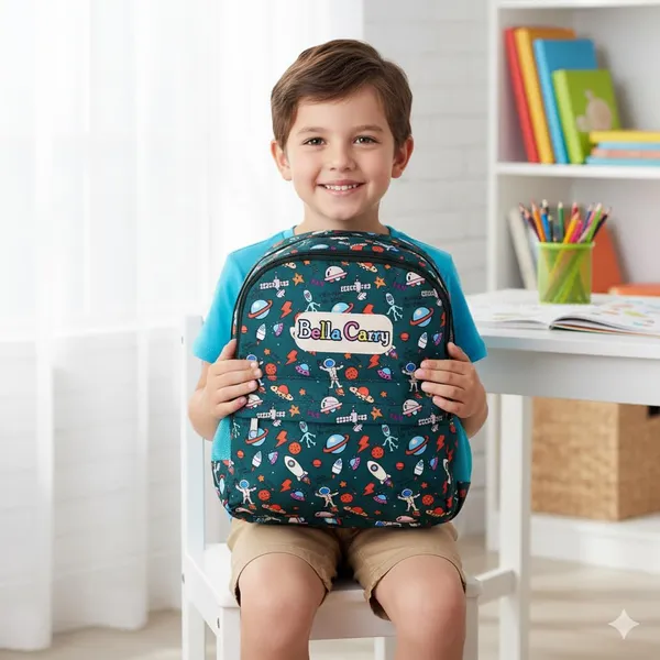 Dark_Green_Polyurethane_Zipper_Backpack_For_Baby_Girls
