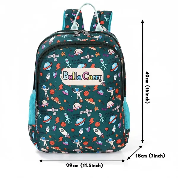 Dark_Green_Polyurethane_Zipper_Backpack_For_Baby_Girls