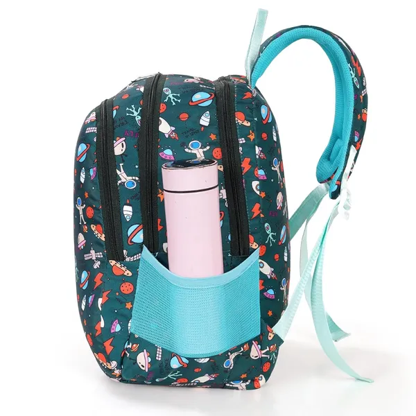 Dark_Green_Polyurethane_Zipper_Backpack_For_Baby_Girls