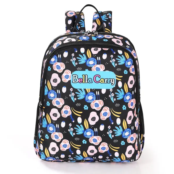 Black_Polyurethane_Zipper_Backpack_For_Baby_Girls