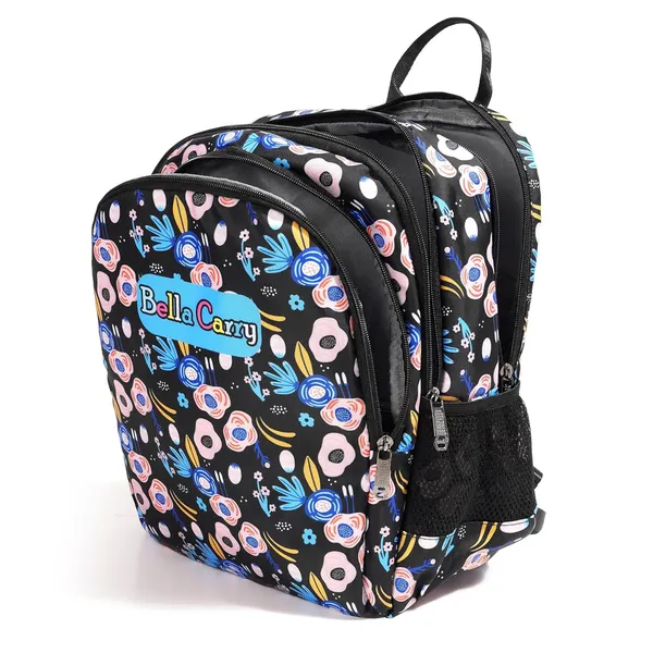 Black_Polyurethane_Zipper_Backpack_For_Baby_Girls