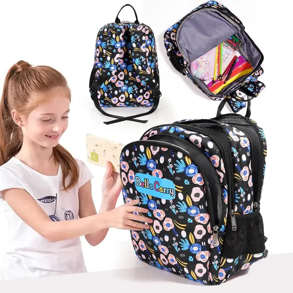 Black_Polyurethane_Zipper_Backpack_For_Baby_Girls
