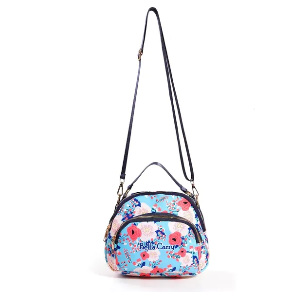 Sky_Blue_Polyurethane_Zipper_Crossbody_Hand-Carry_Bag_For_Girls