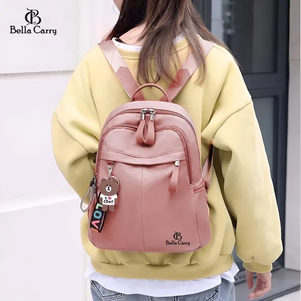 Pink_Polyurethane_Zipper_Backpack_For_Girls