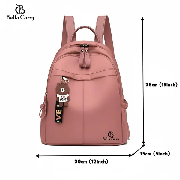 Pink_Polyurethane_Zipper_Backpack_For_Girls