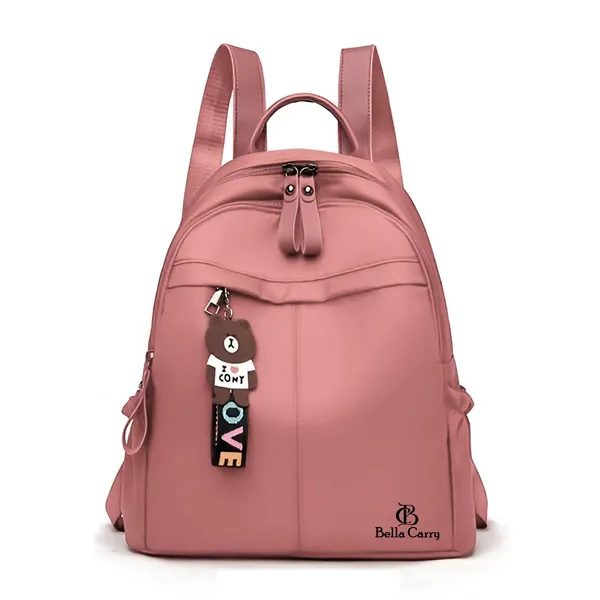Pink_Polyurethane_Zipper_Backpack_For_Girls