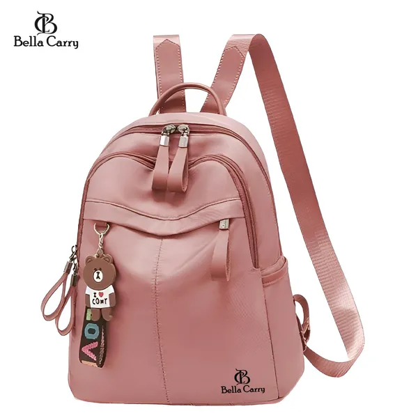 Pink_Polyurethane_Zipper_Backpack_For_Girls
