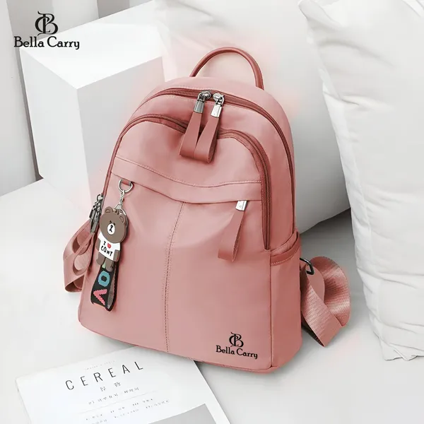 Pink_Polyurethane_Zipper_Backpack_For_Girls