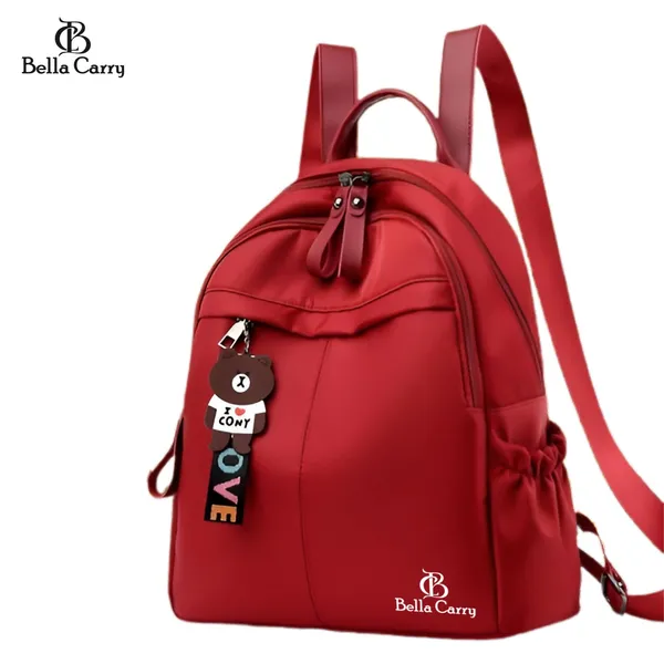 Red_Polyurethane_Zipper_Backpack_For_Girls