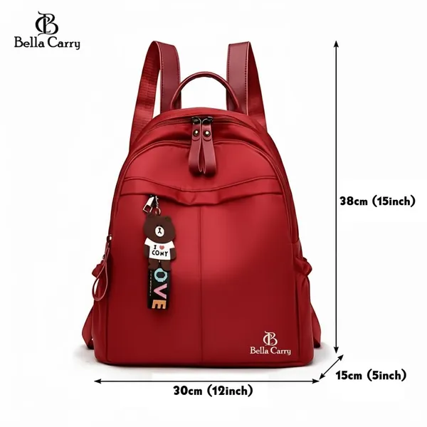 Red_Polyurethane_Zipper_Backpack_For_Girls