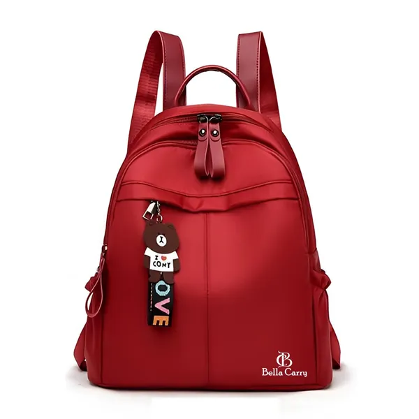 Red_Polyurethane_Zipper_Backpack_For_Girls