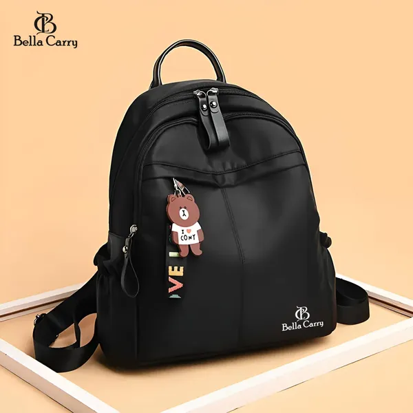 Black_Polyurethane_Zipper_Backpack_For_Girls