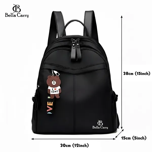 Black_Polyurethane_Zipper_Backpack_For_Girls