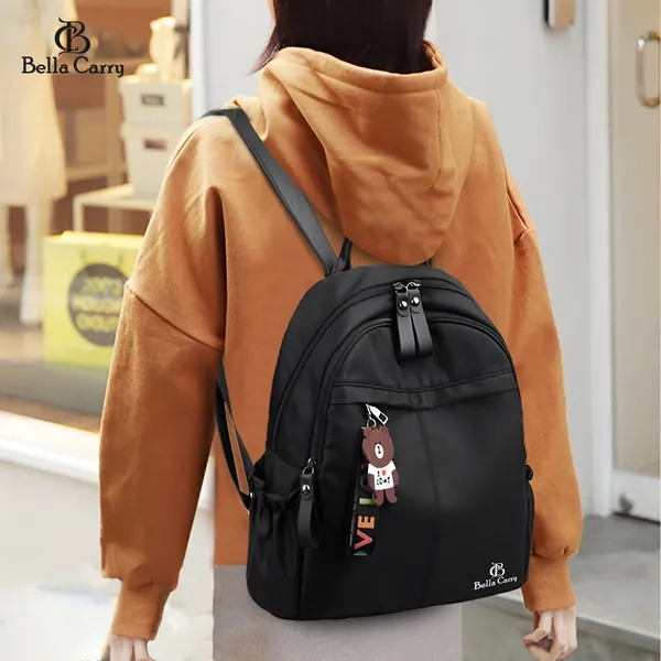 Black_Polyurethane_Zipper_Backpack_For_Girls