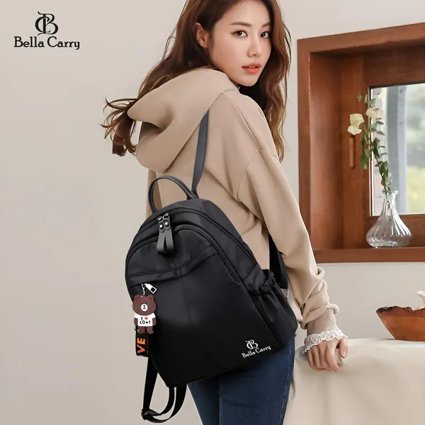 Black_Polyurethane_Zipper_Backpack_For_Girls