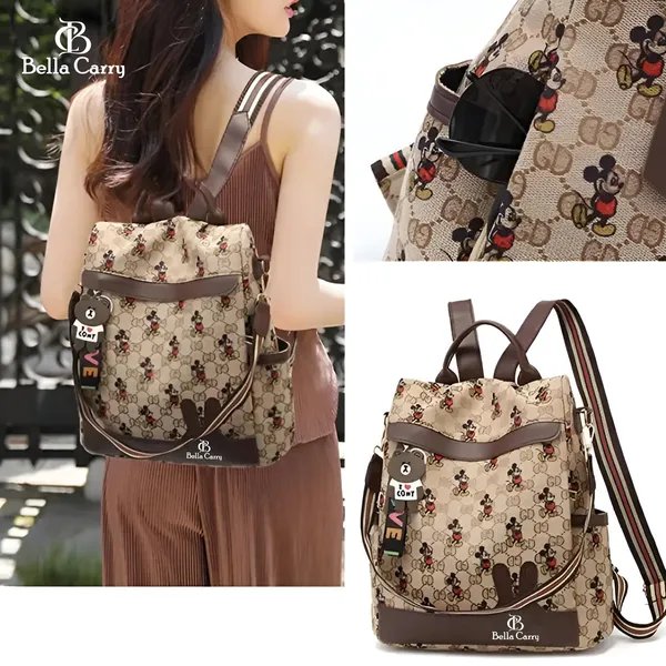Brown_Polyurethane_Zipper_Backpack_For_Girls