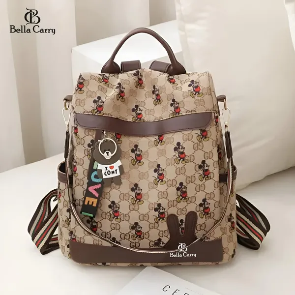 Brown_Polyurethane_Zipper_Backpack_For_Girls