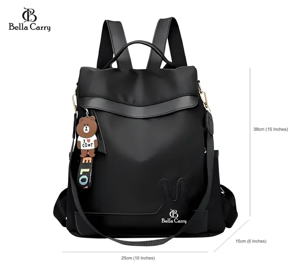 Black_Polyurethane_Zipper_Backpack_For_Girls